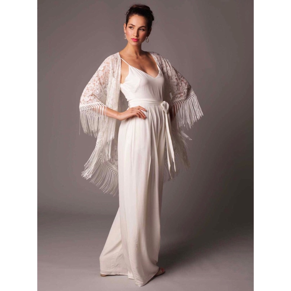 Anthropologie x Rebecca Schoneveld Tortola Embroidered Fringed Short Kimono